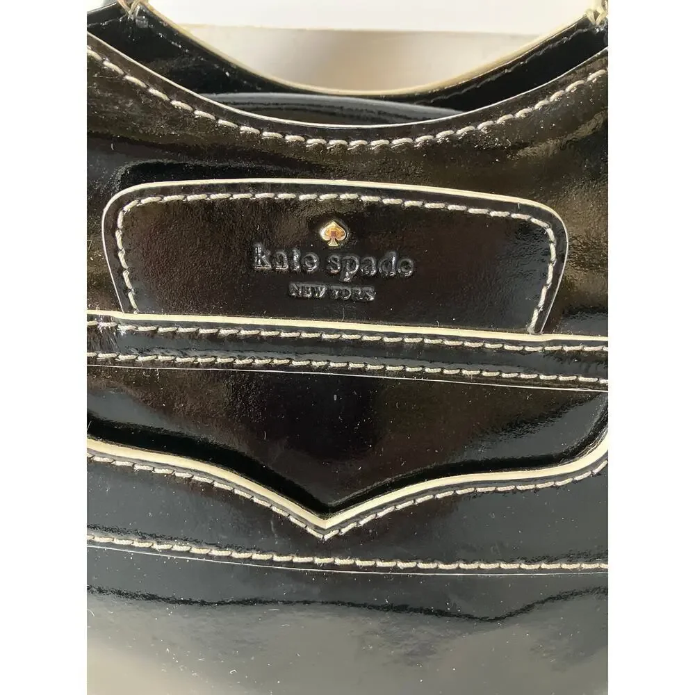 KATE SPADE LARGE BLACK, WHITE PATTON LEATHER HANDBAG (ASIS)